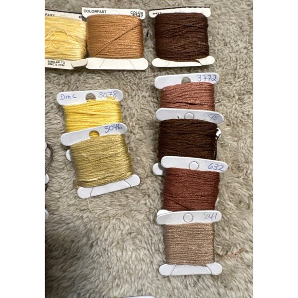 DMC Embroidery Floss Bundle 23 Skeins Various Colors Yellow Brown & White - Picture 2 of 7